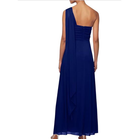 Alex Evenings One-Shoulder Empire-Waist Gown Light Blue - Picture 6 of 6